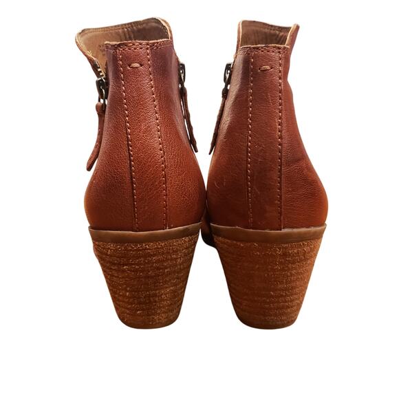 Frye Judith Double Zip Ankle Bootie in Cognac Brown Leather Women's Size 10 - Picture 4 of 9